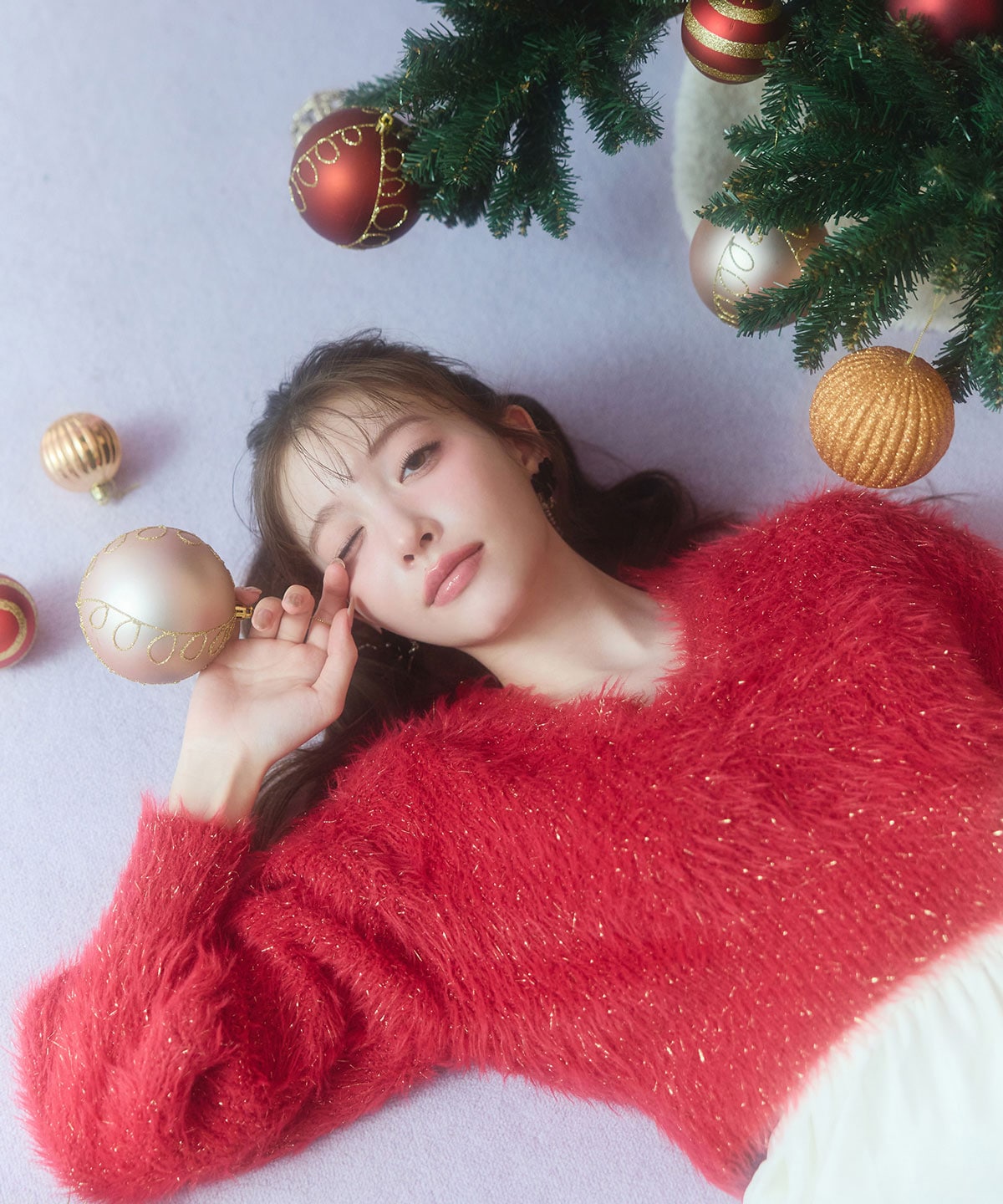 ラメシャギーニットプルオーバー