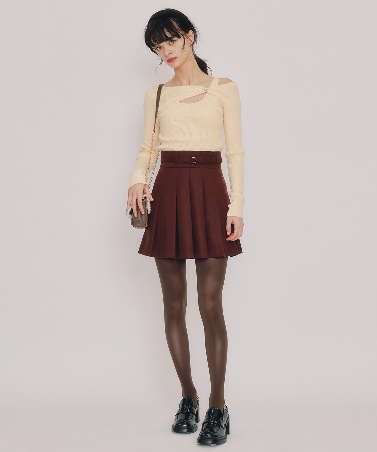 アシンメトリーレイヤードライクニットプルオーバー