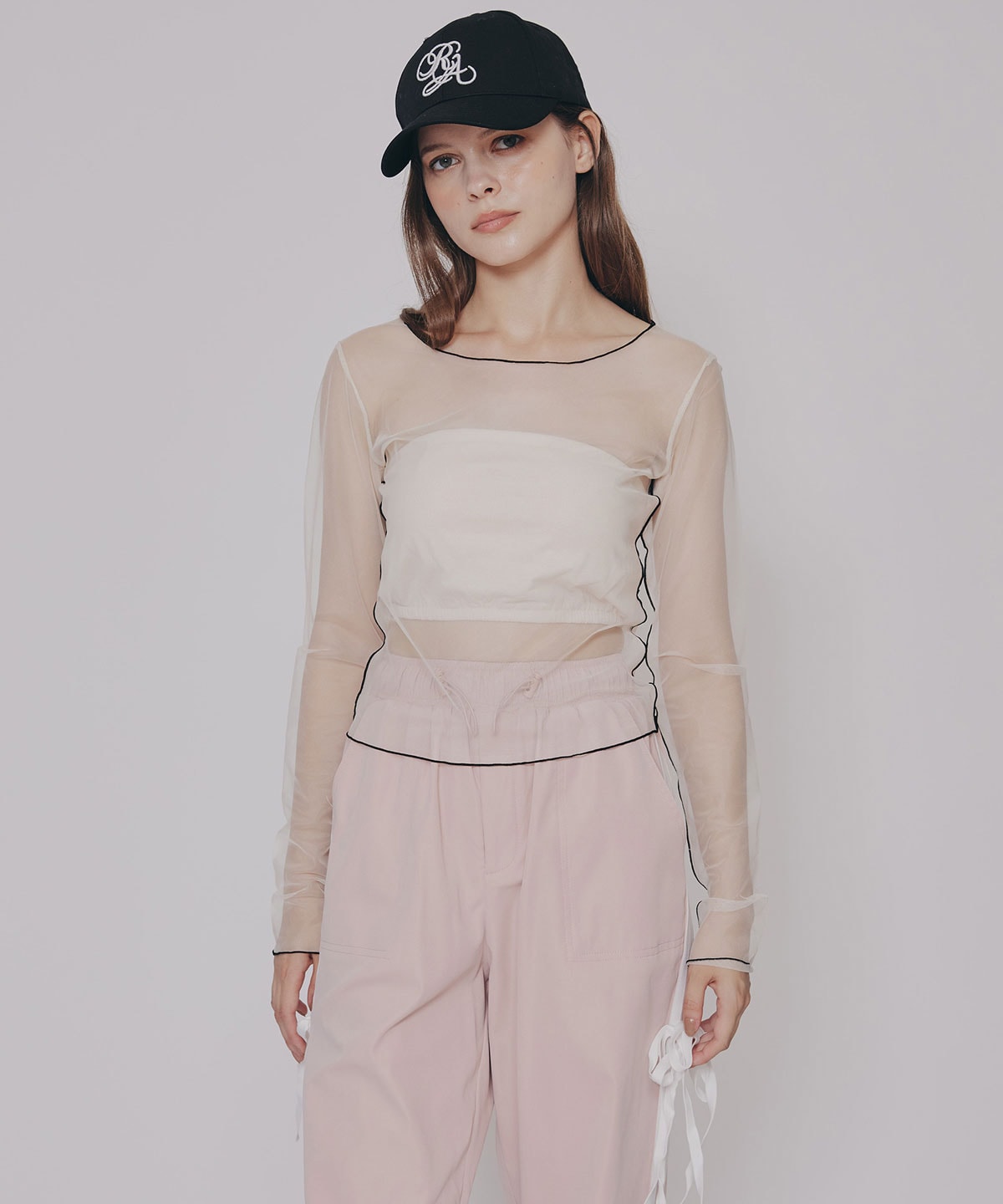 バイカラーメロウチュールトップス×ベアトップ