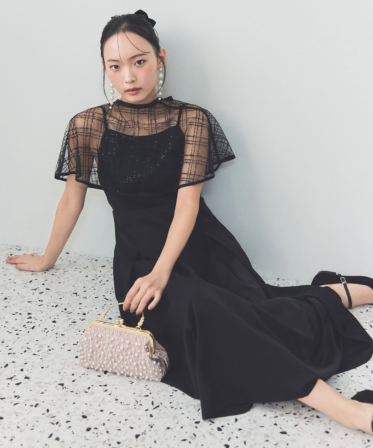 パールエンブロイダリー2WAYハンドバッグ