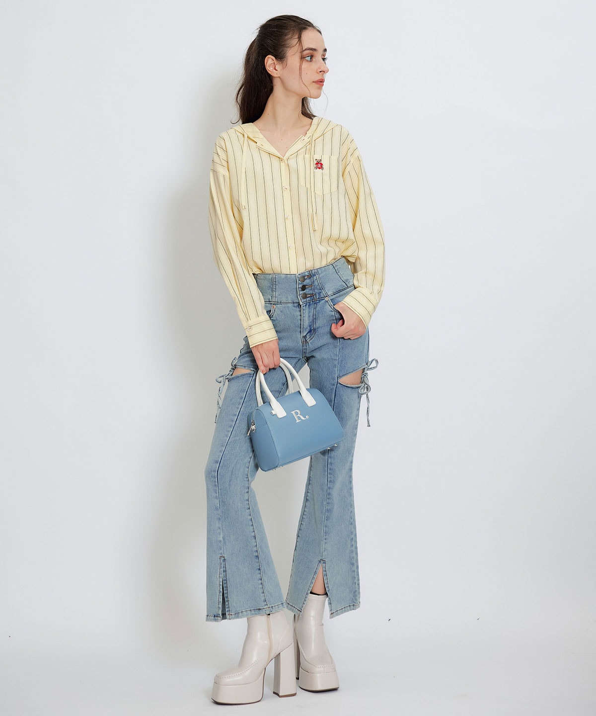 【2/13(金) 昼12時発売開始】Azelyハートストライプフードシャツブラウス