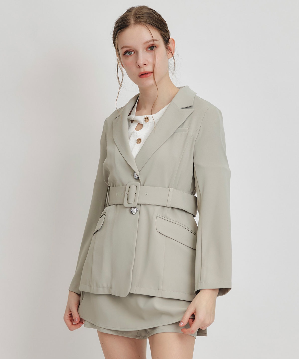 【セットアップ可能】アイシーカラーショートパンツレイヤードフレアミニスカート