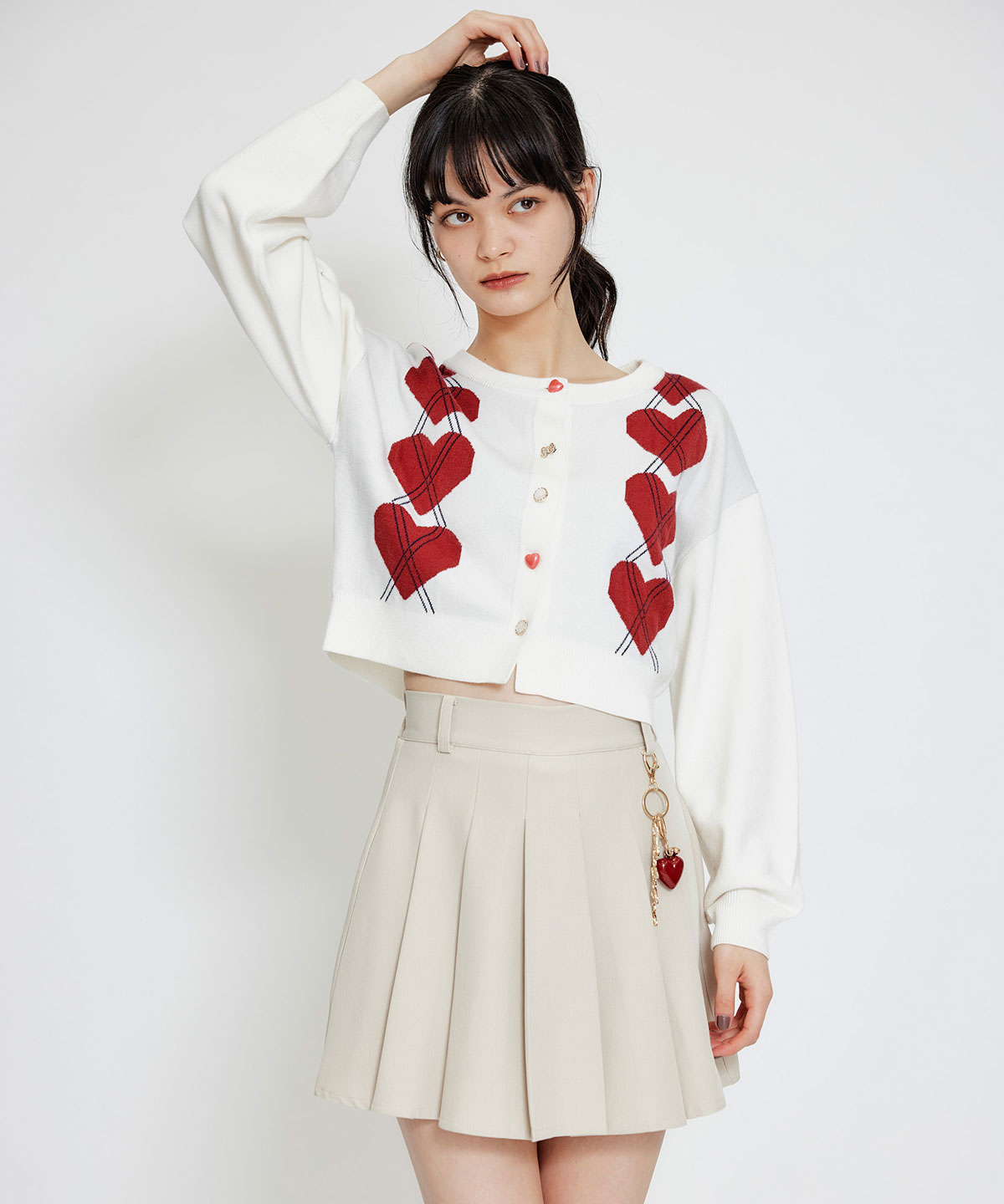 REDYAZEL×ハートチャームプリーツミニスカート