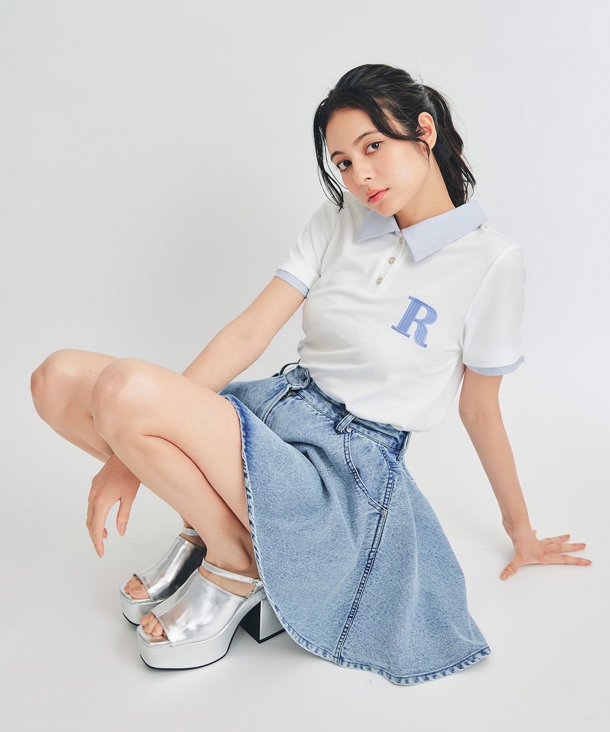 サーキュラーデニムミニスカート