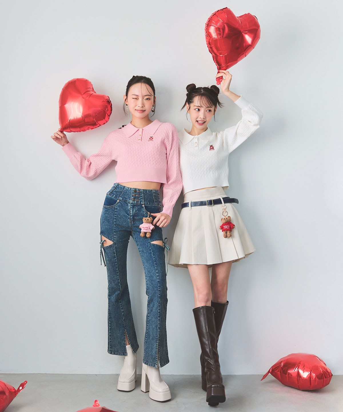 カットアウトリボンストレッチデニム