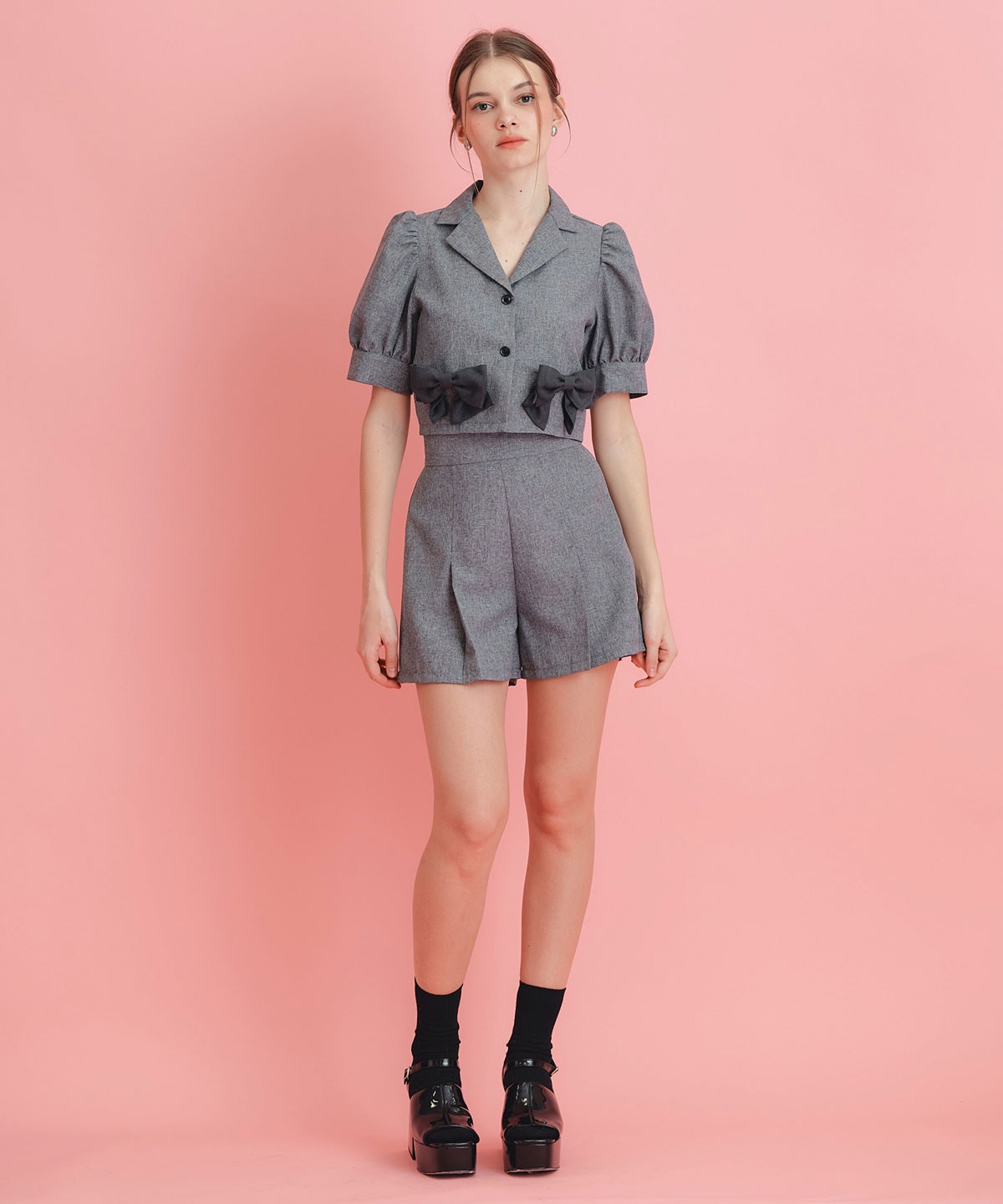 マルチリボンジャケット×ショートパンツセットアップ