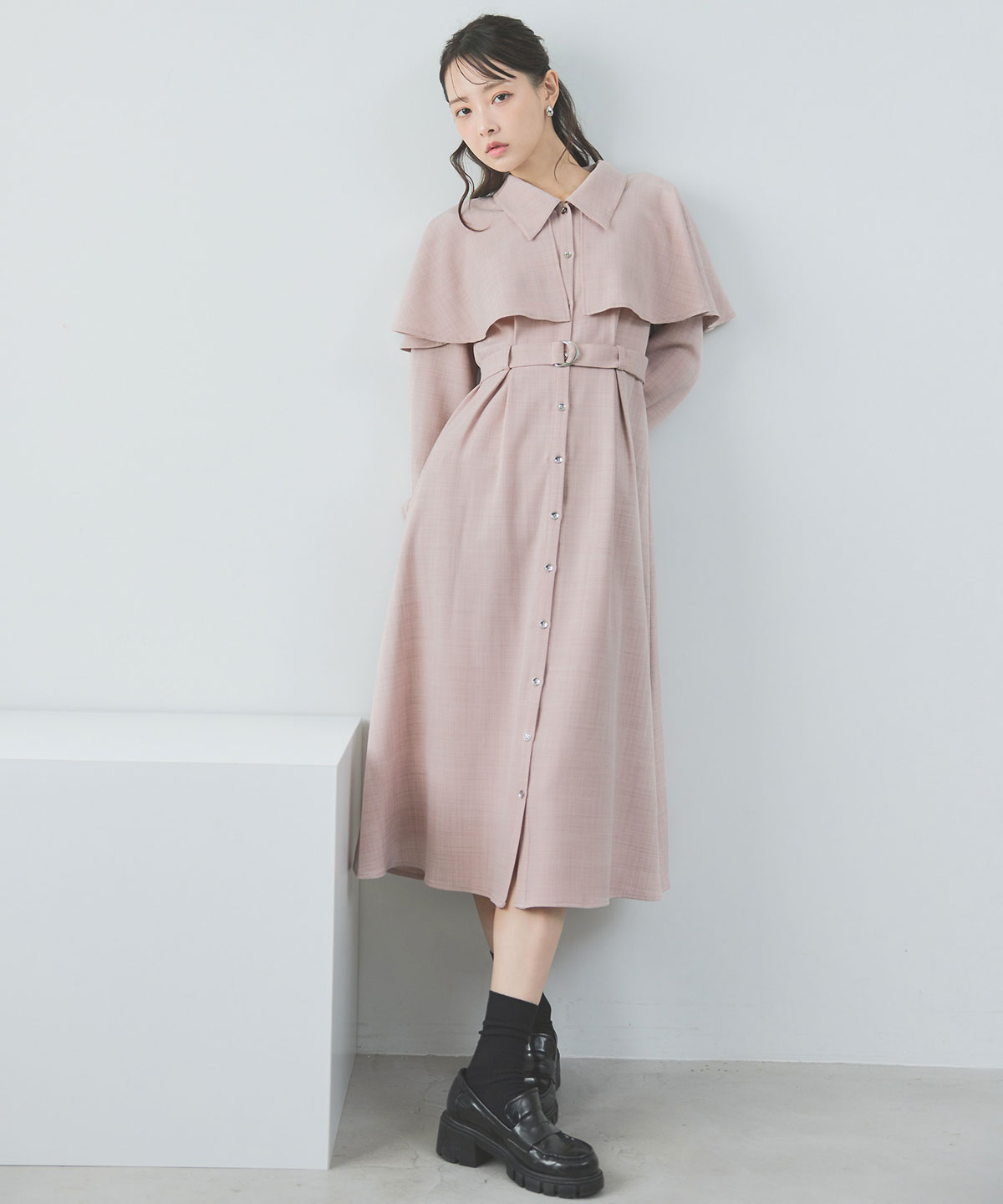 ケープライクロングフレアワンピース