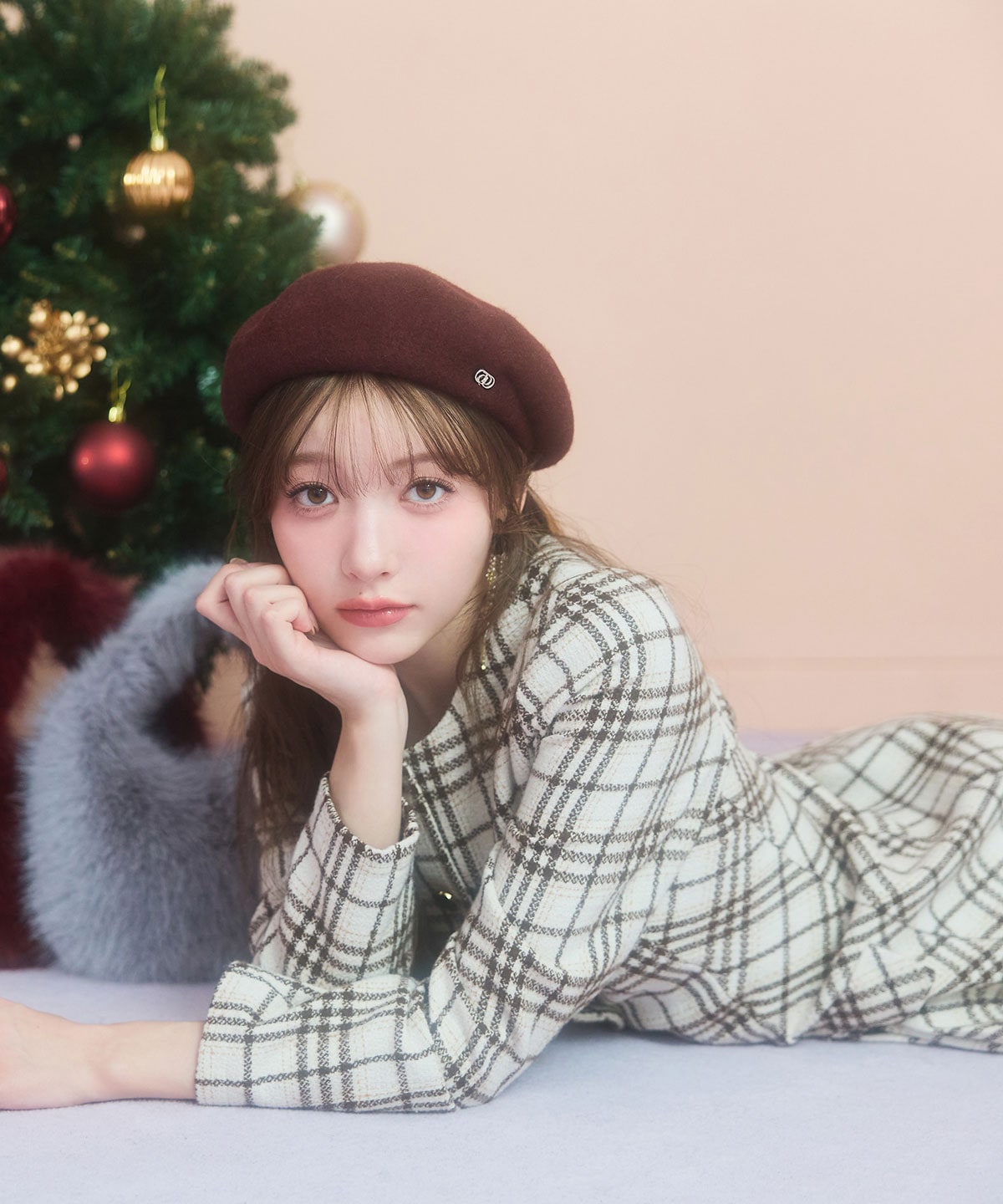 バイアスチェックツイードミニワンピース