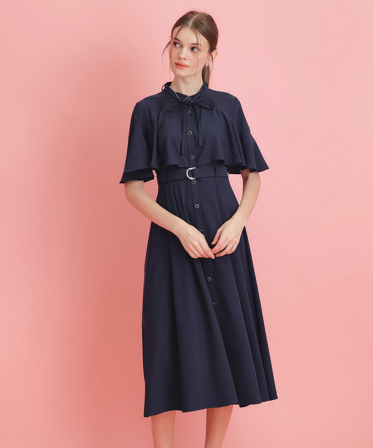 ケープフレアロングワンピース