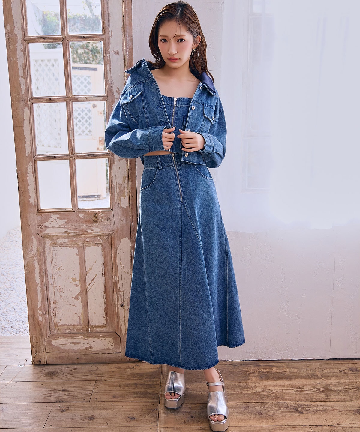 【Denim Series】ダブルカラーデニムジャケット