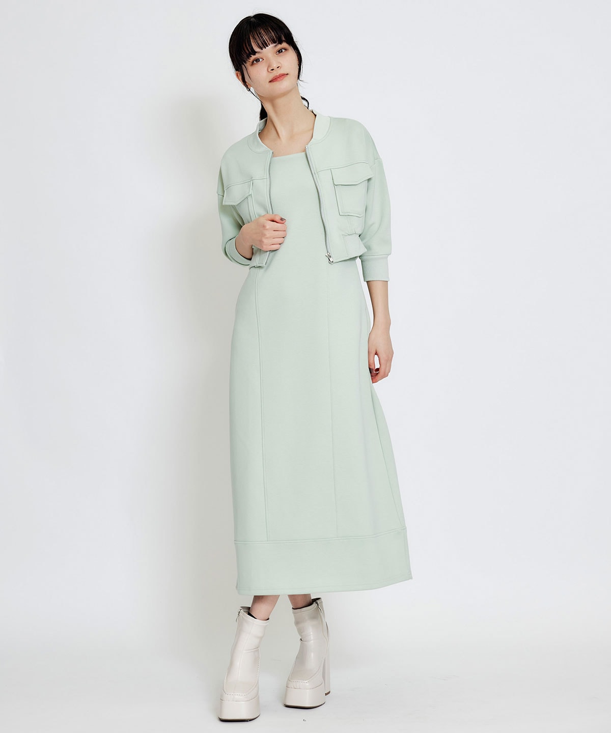 【セットアップ可能】バイカラーステッチカットブルゾン