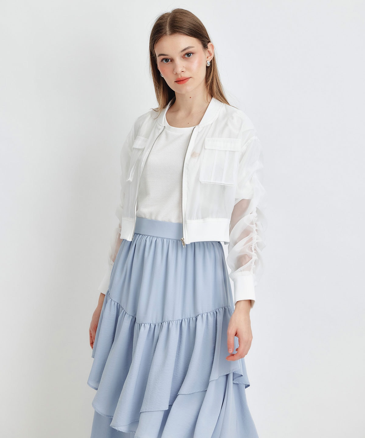 ギャザーシアーショートブルゾン