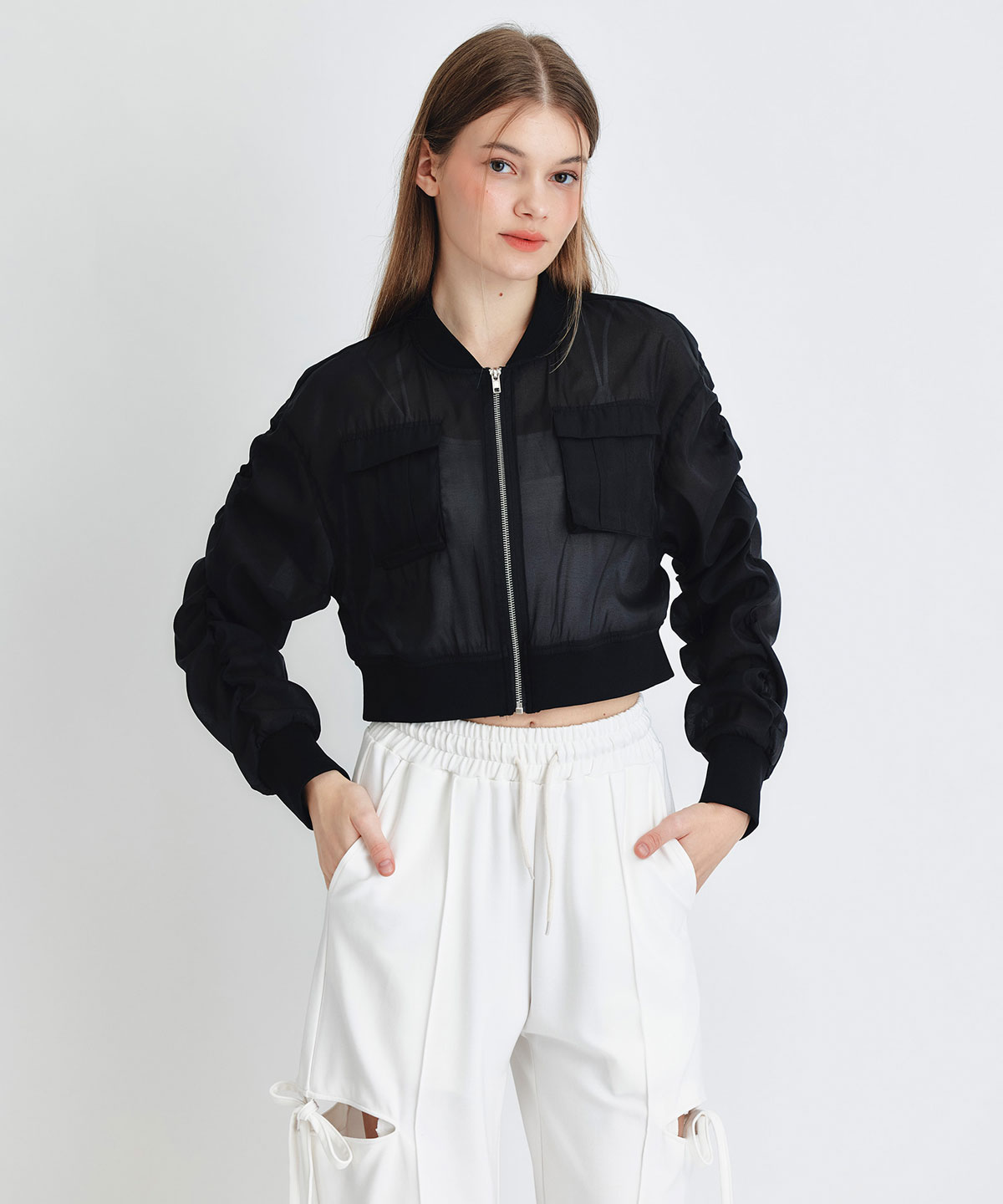 ギャザーシアーショートブルゾン