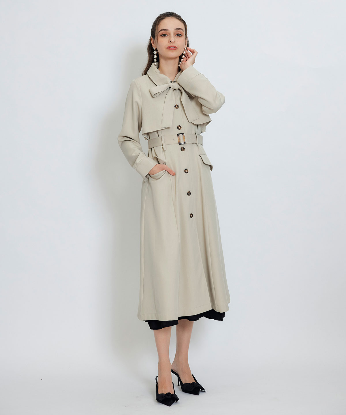 2WAYレイヤードライクリボントレンチコート