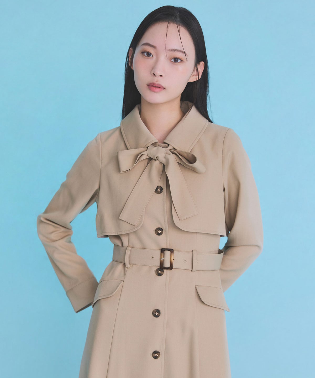 2WAYレイヤードライクリボントレンチコート