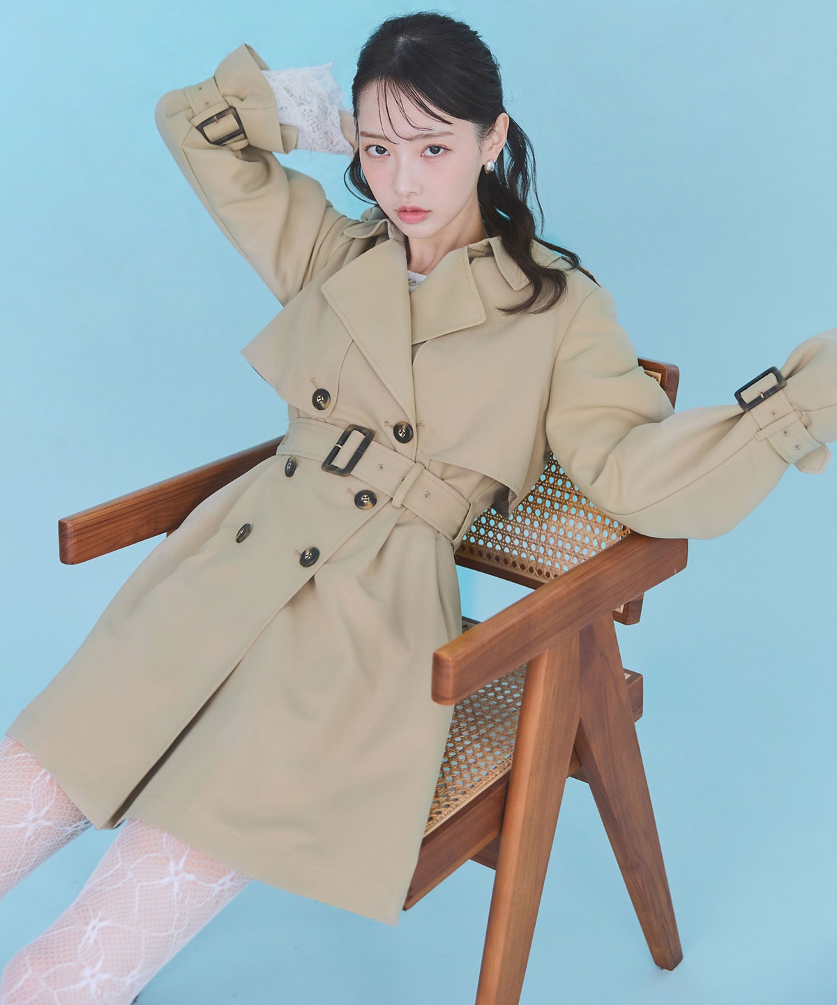 ウエストベルトショートトレンチコート