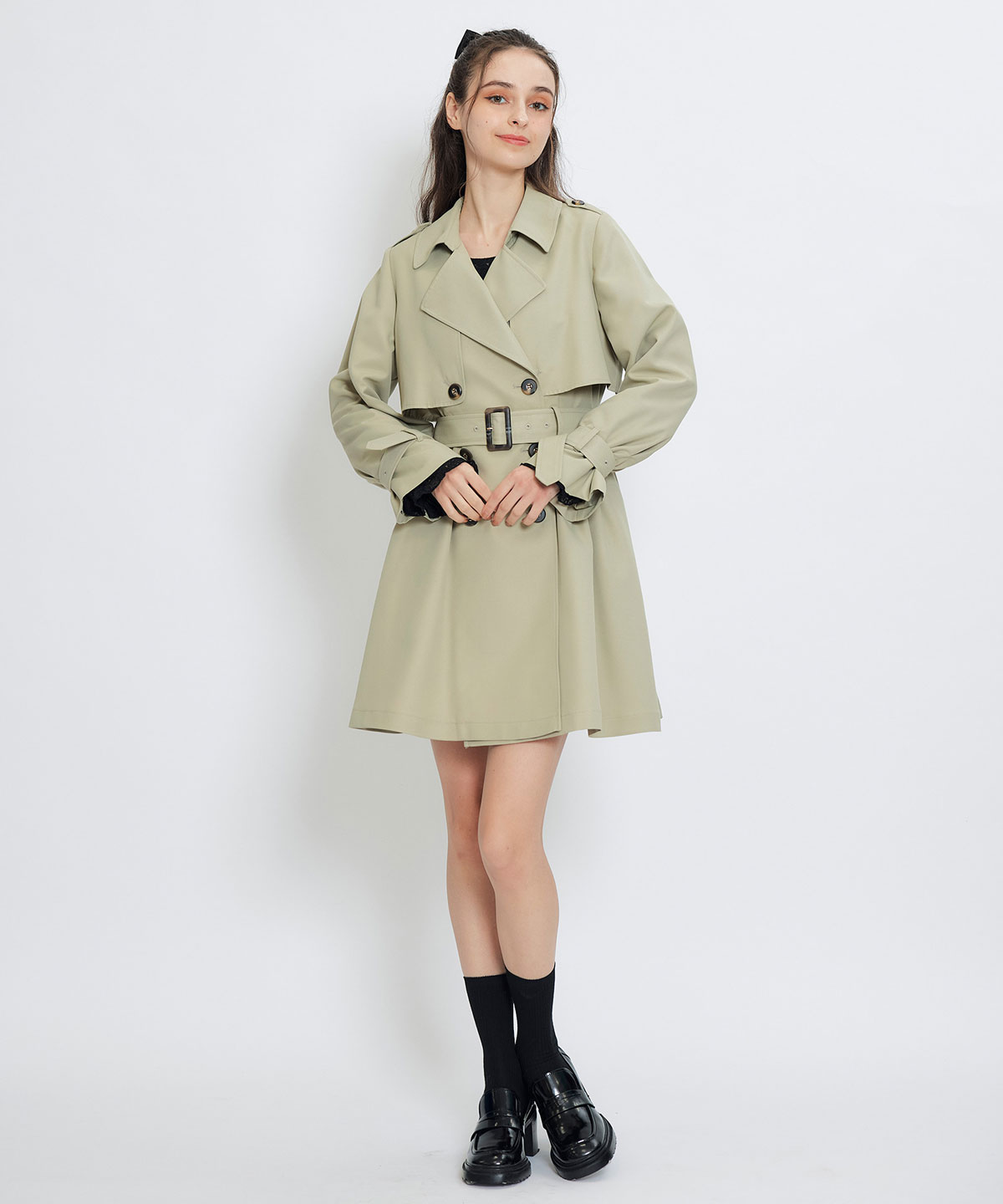 ウエストベルトショートトレンチコート