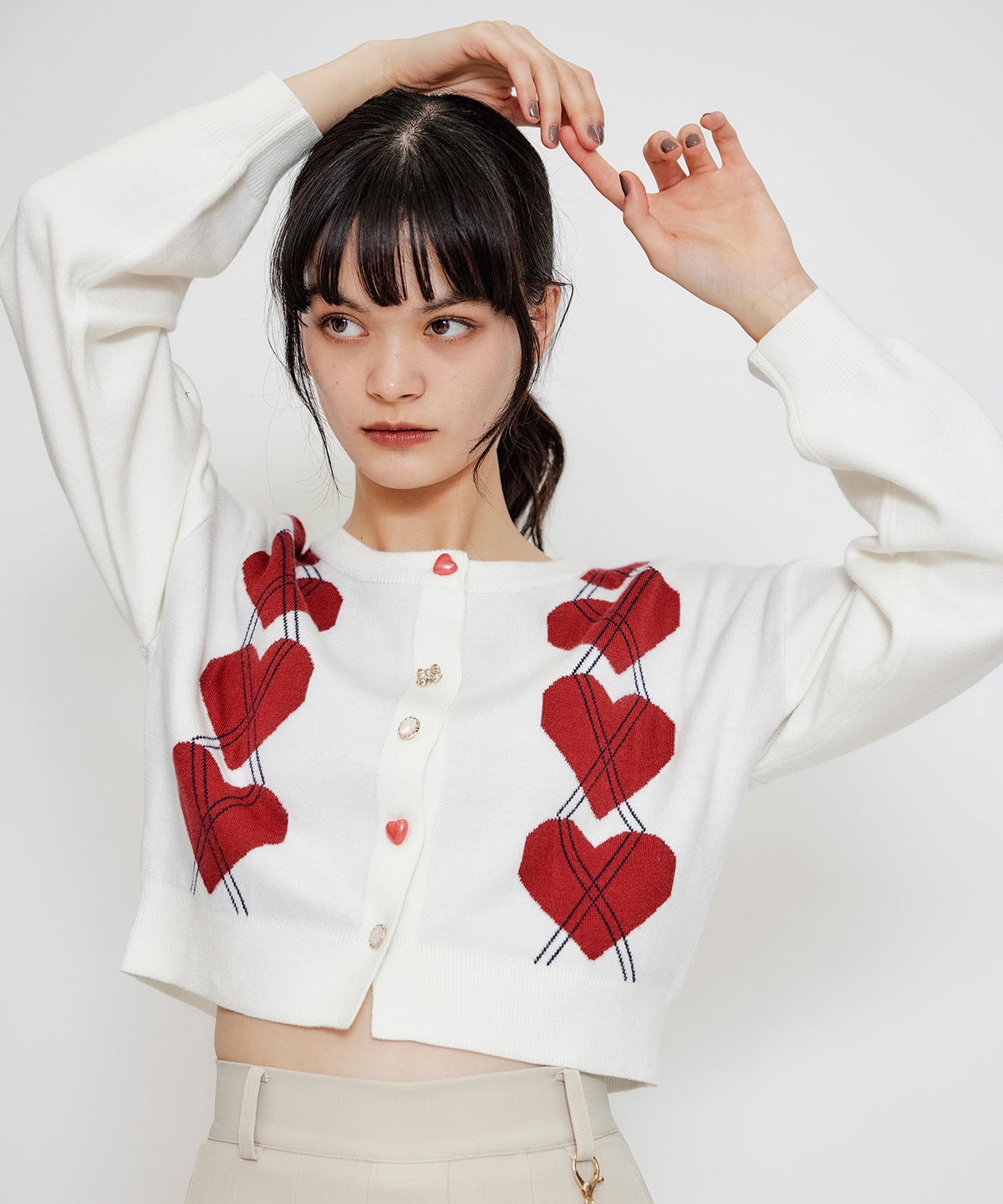 Love Me Heart アーガイルニットカーディガン