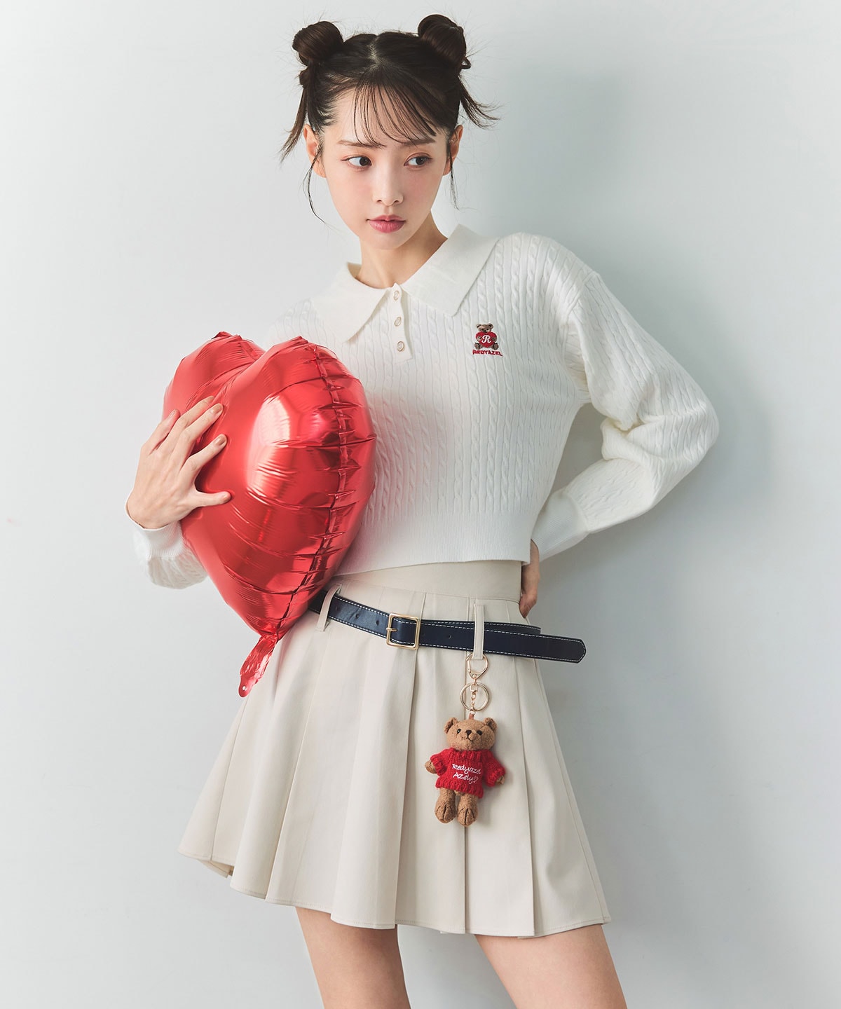 【2/13(金) 昼12時発売開始】Azelyハートミニケーブルポロニット