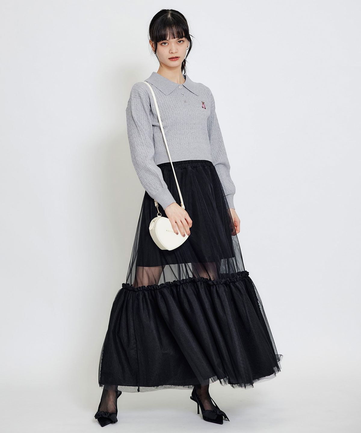 【2/13(金) 昼12時発売開始】Azelyハートミニケーブルポロニット