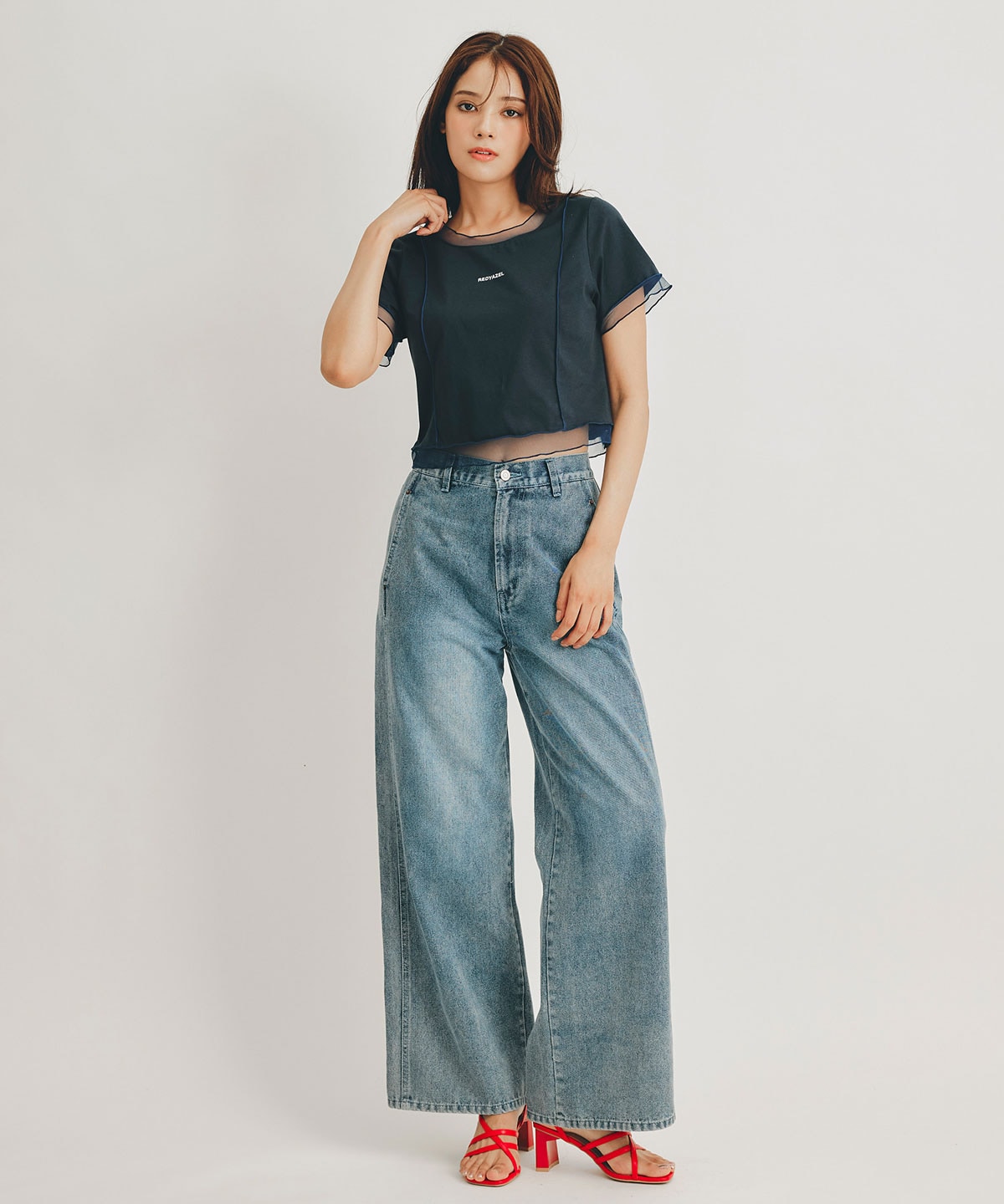 シアーレイヤードコンパクトロゴTシャツ