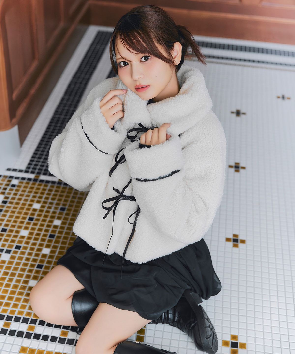 【=LOVE 大場花菜さん着用】ボリュームタックシフォンミニスカート