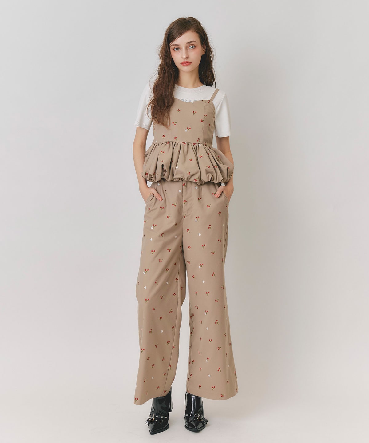 【Fleur monogram Series】フルールモノグラムエンブロイダリーワイドパンツ