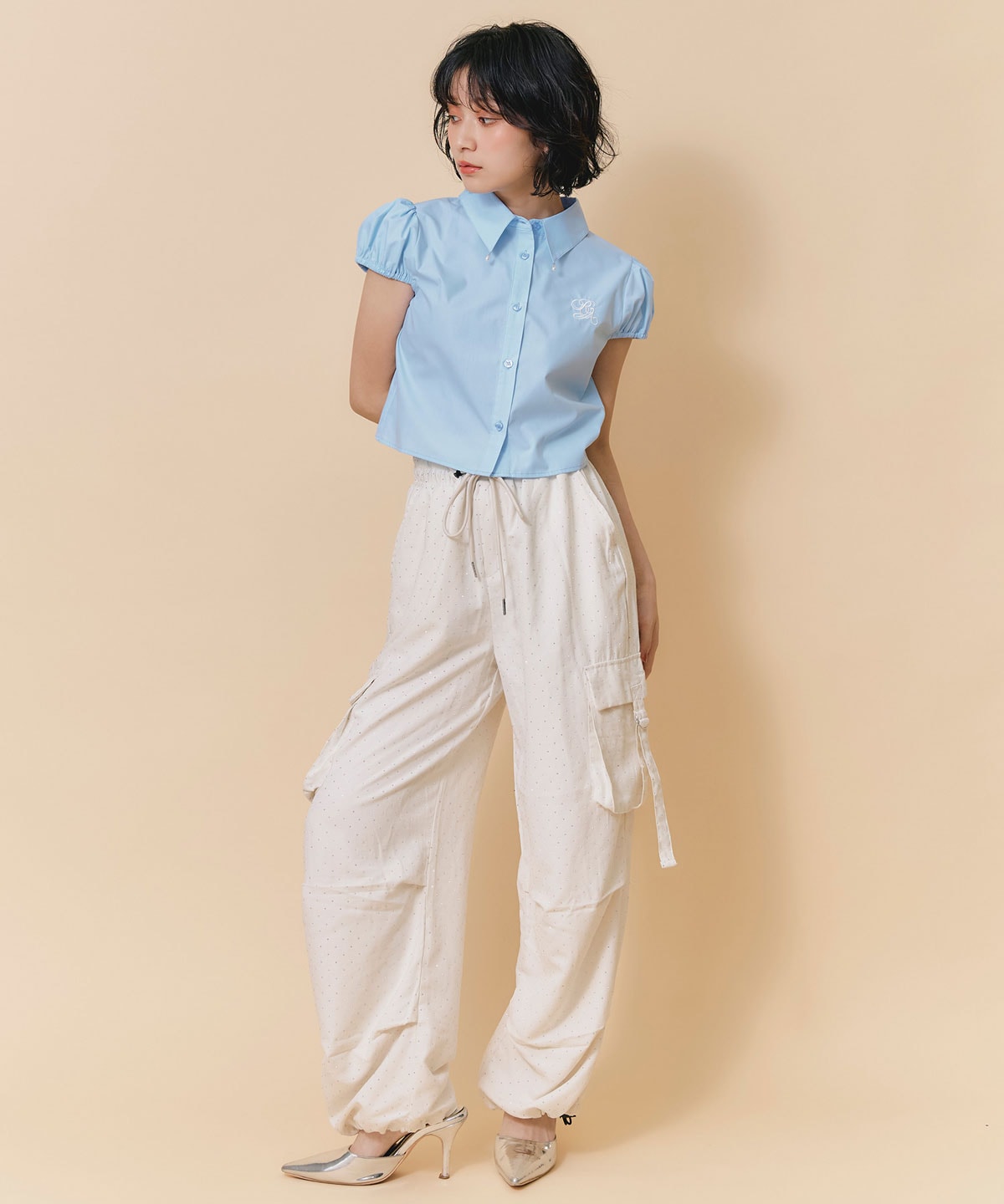 ラインストーンホットフィットカーゴパンツ