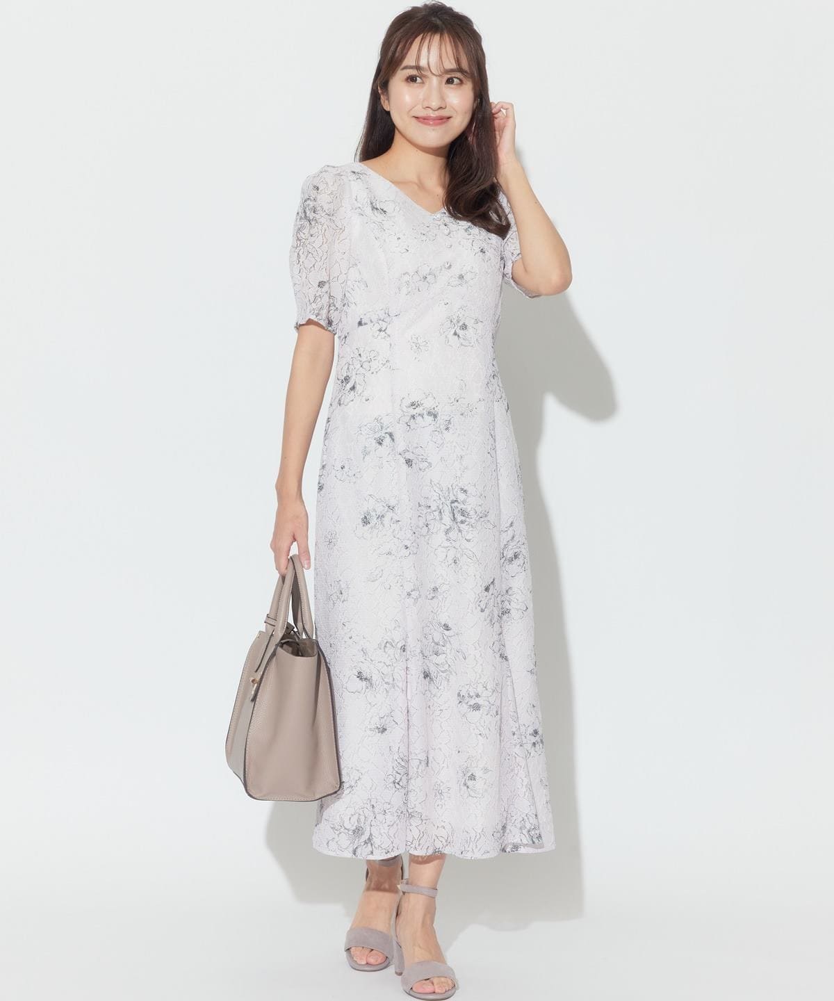 日本製 オリジナルフラワープリントレースワンピース S ピンク花柄 Swingle 公式オンラインショップ バーンデストローズ