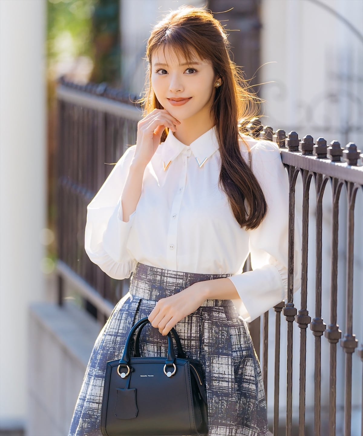 アートチェックタックフレアスカート