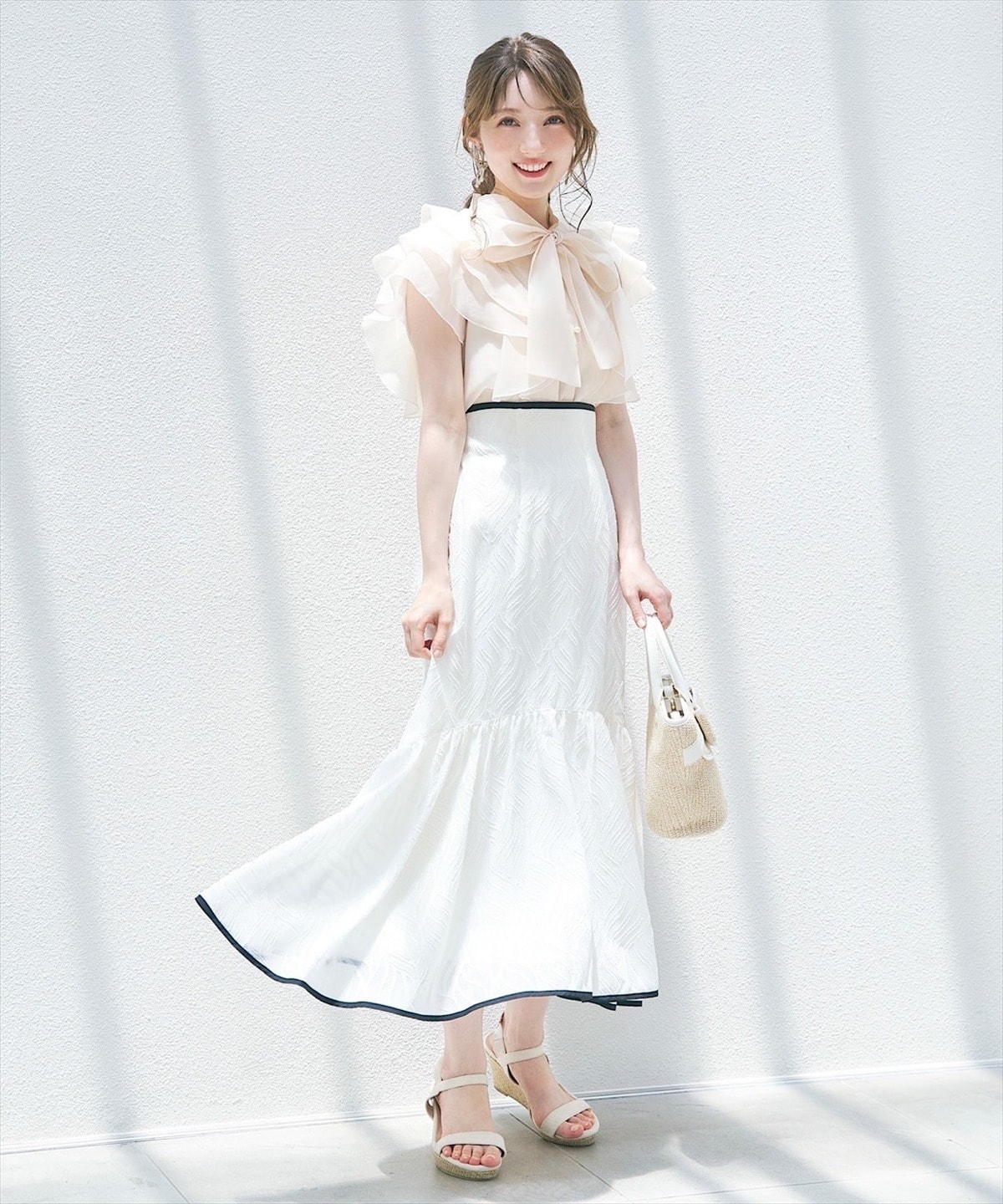 リーフオパールパイピングティアードスカート