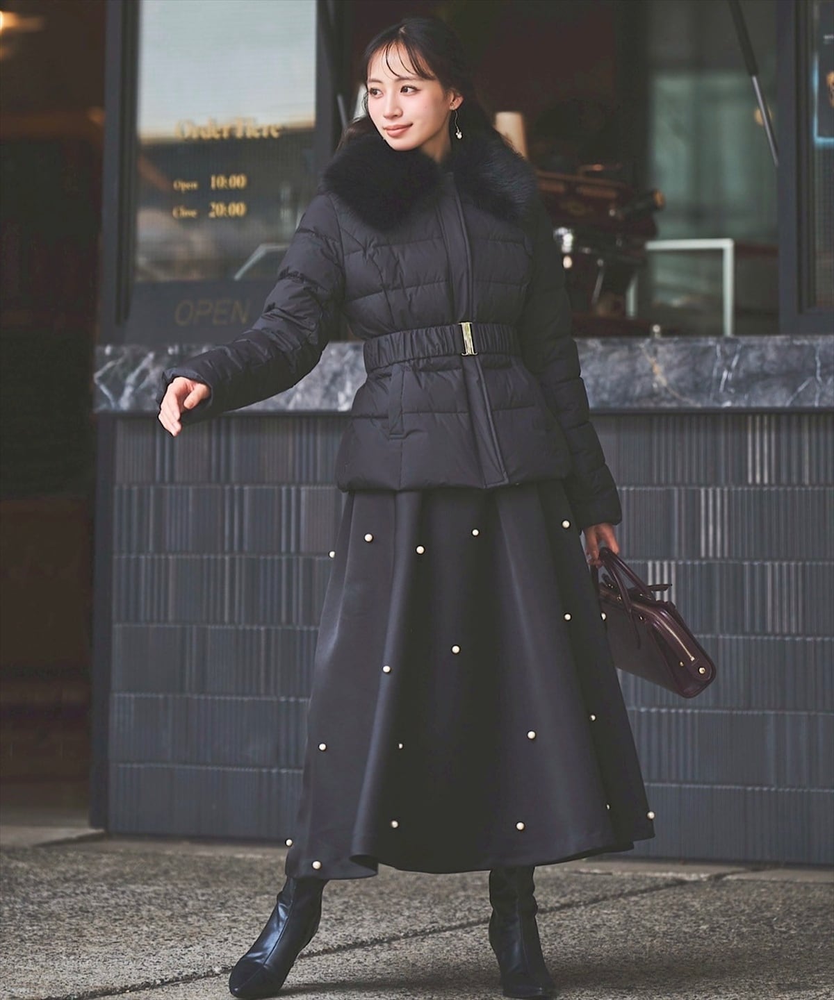 パール付サテンスカート