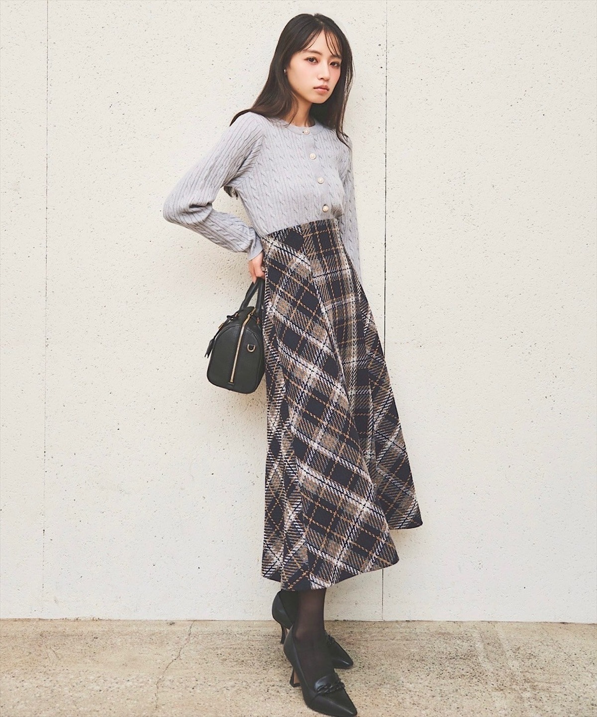 ロービングチェックフレアスカート