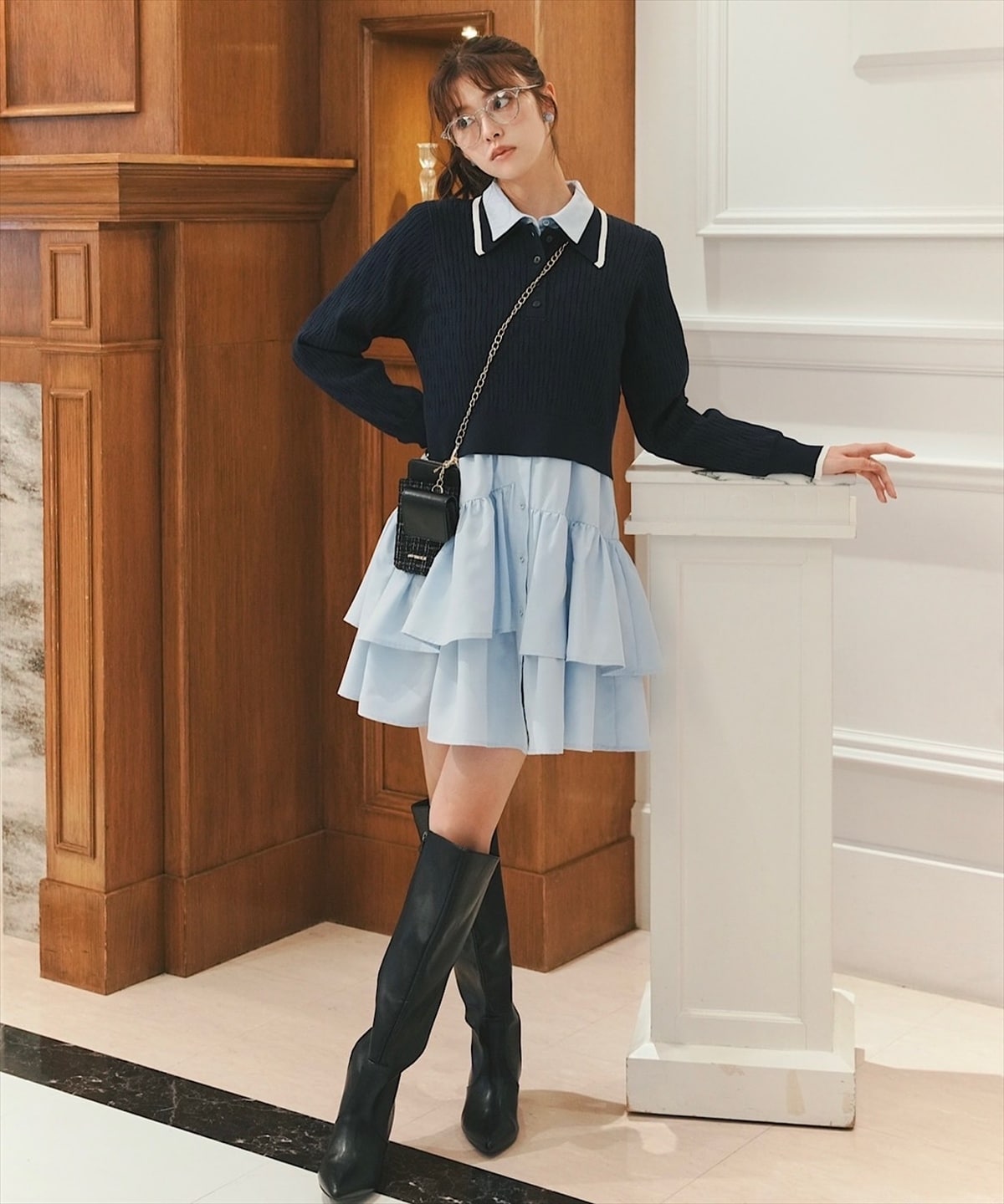 【再入荷】ティアードシャツワンピース