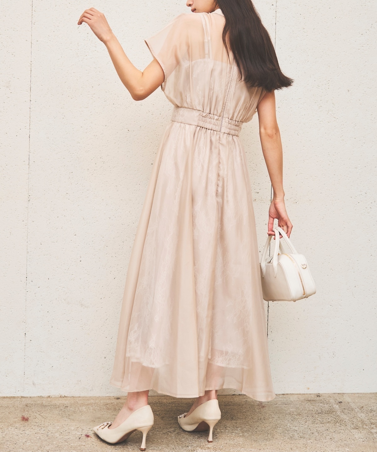 2WAYリボンタイシャドーレースオケージョンドレス