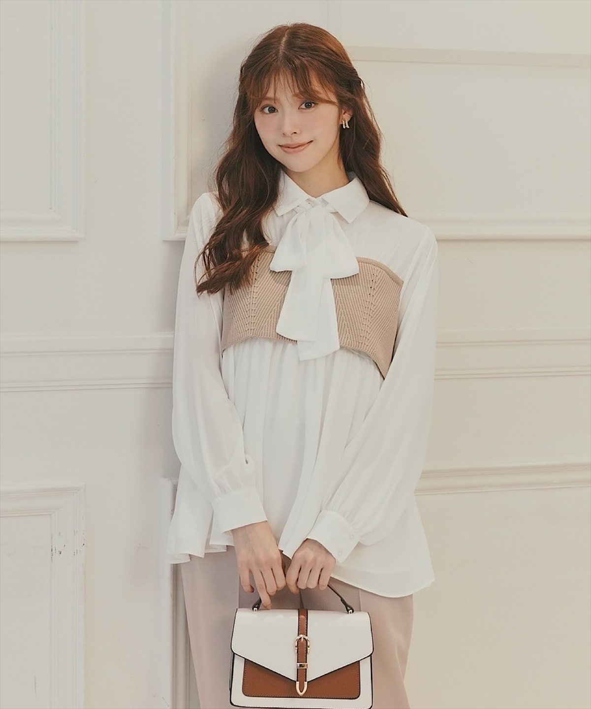 ニットビスチェドッキングボウタイチュニック