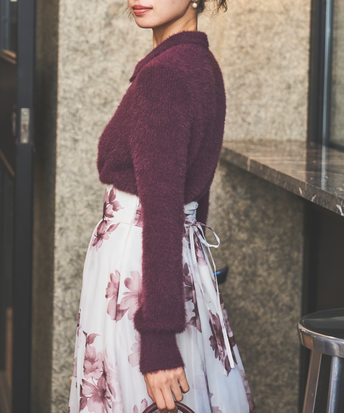 襟付きラメカーディガン