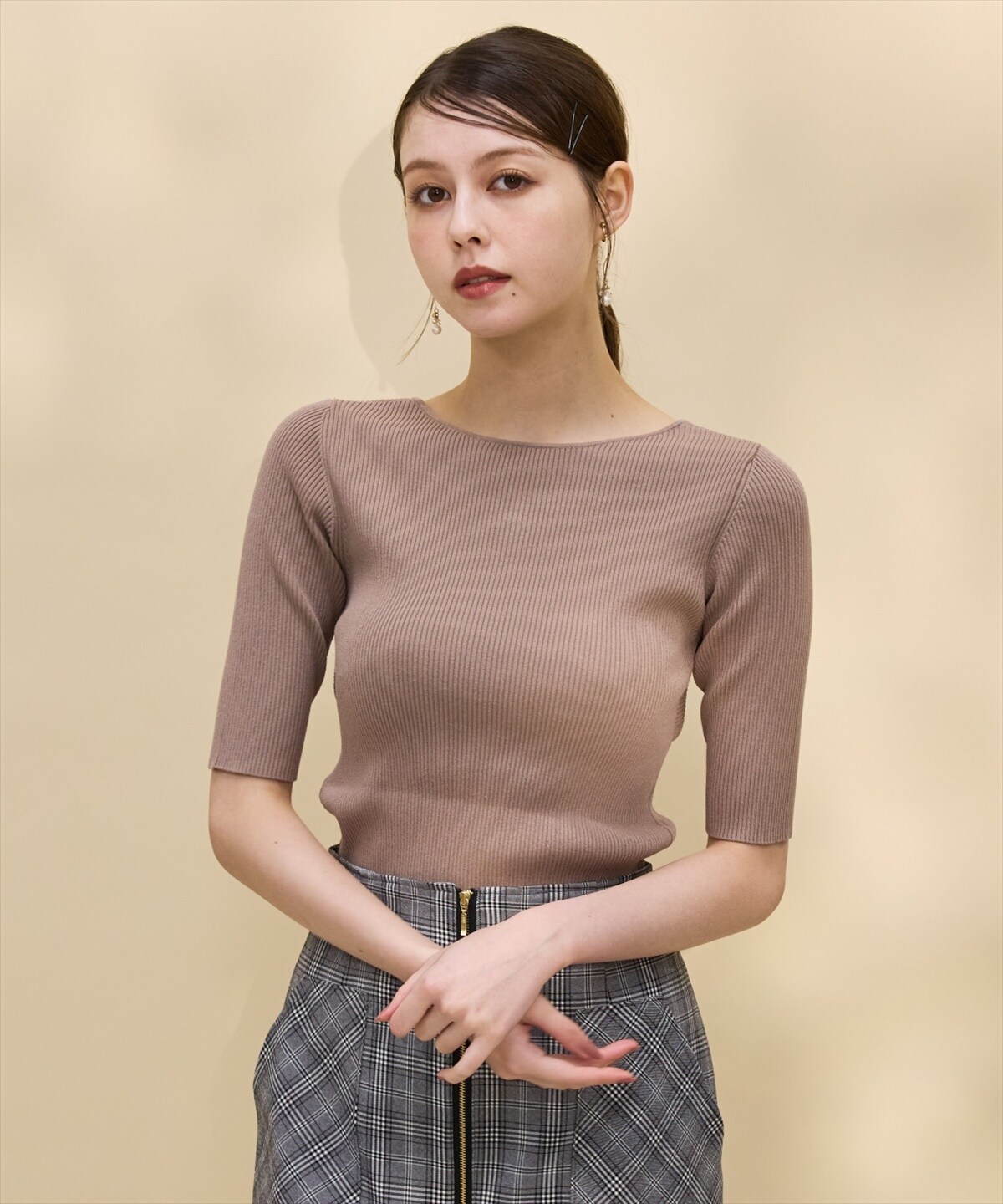 2WAYリボンリブニットプルオーバー