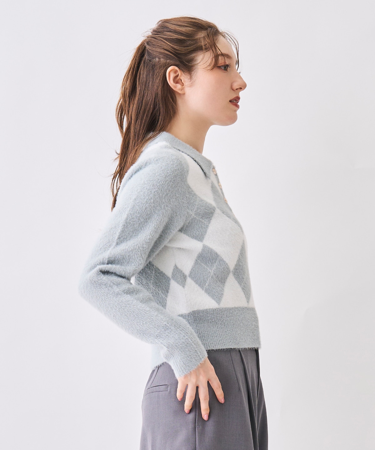 【12/5(Fri)発売開始】フェザーアーガイルポロニット