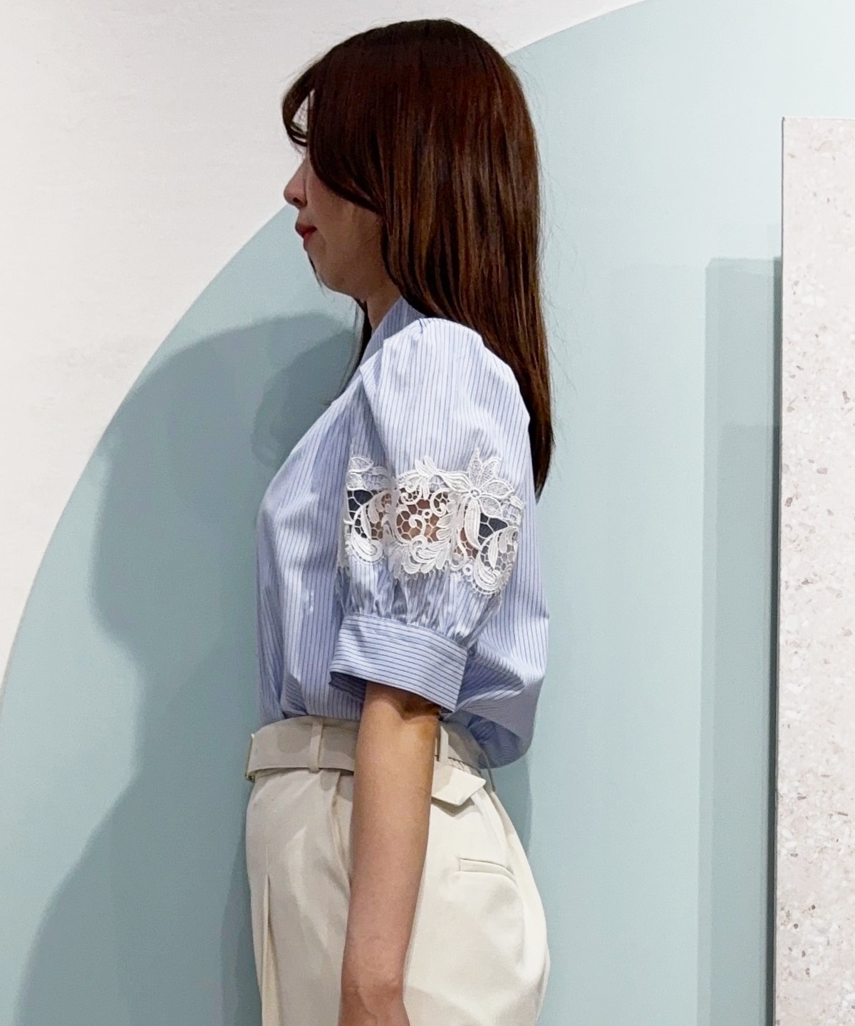 【3/19(Thu)発売】袖レース半袖ブラウス