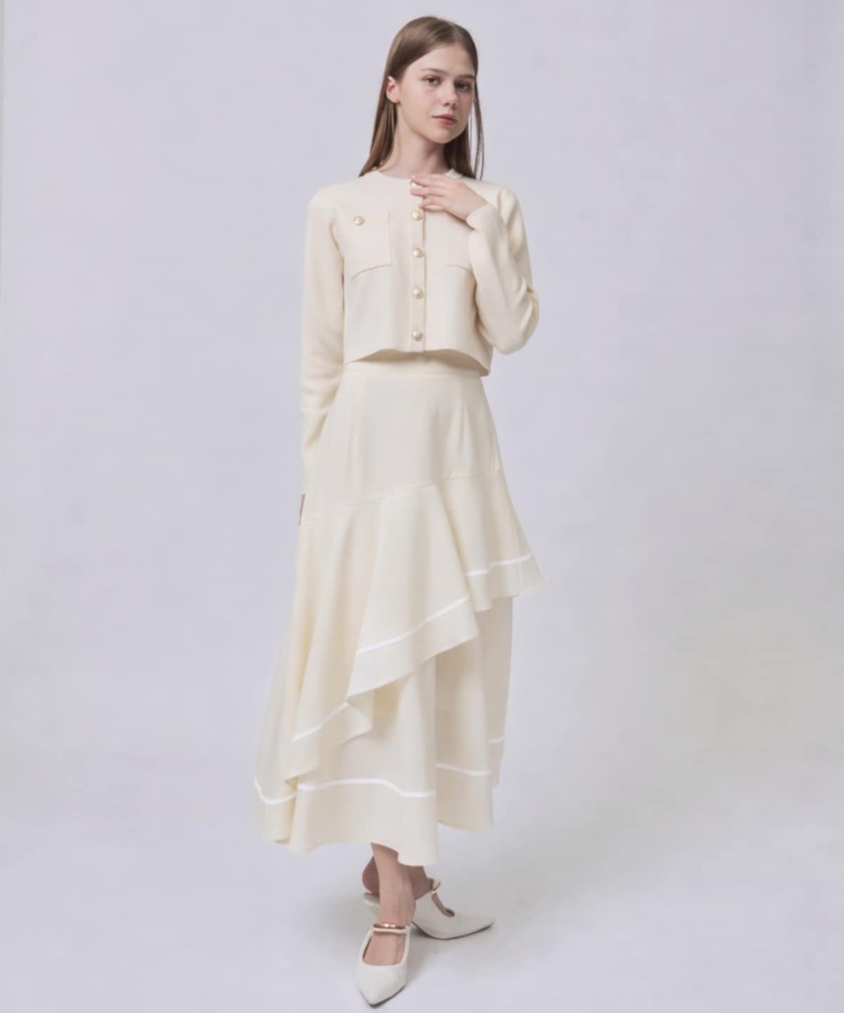 【2/6(Fri)発売】配色ヘムラインフレアスカート