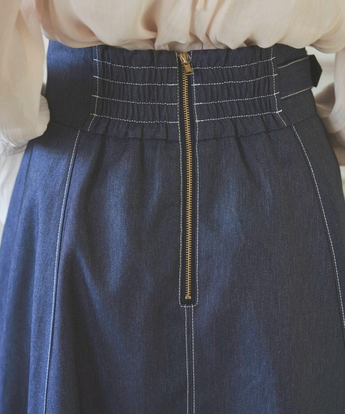 サイドベルトデニムフレアスカート