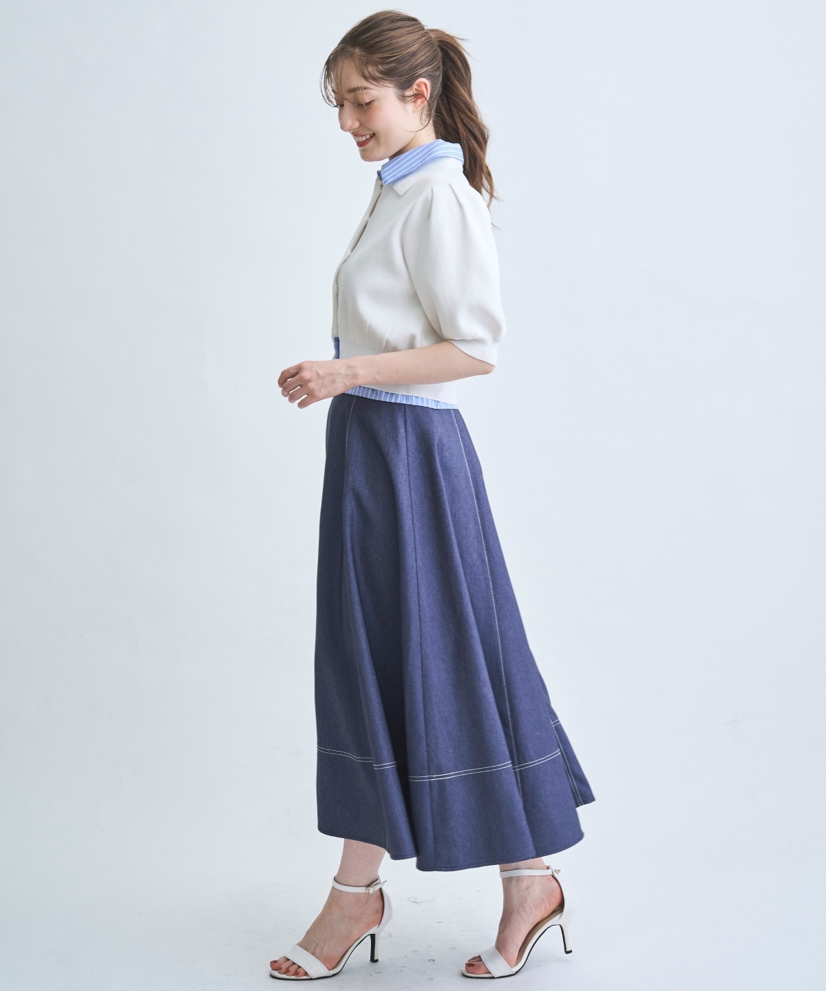 【3/24(Tue)発売】サイドベルトデニムフレアスカート