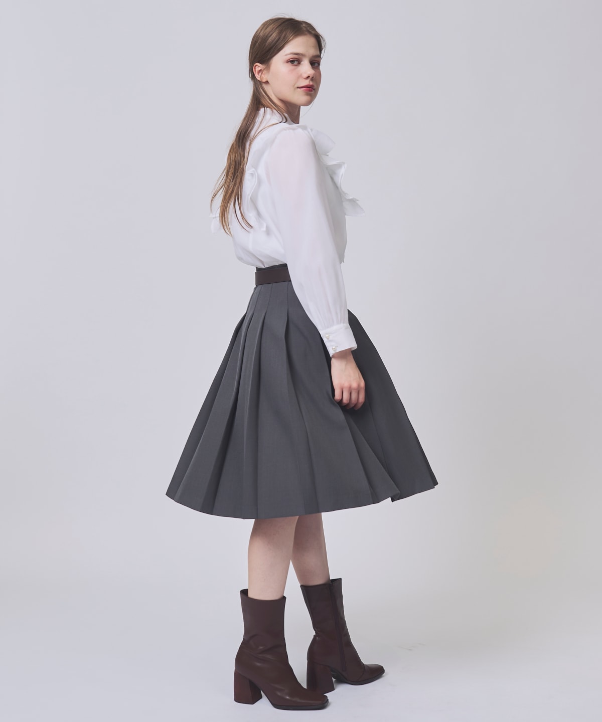 【2/20(Fri)発売】ベルト付きプリーツミディ丈スカート