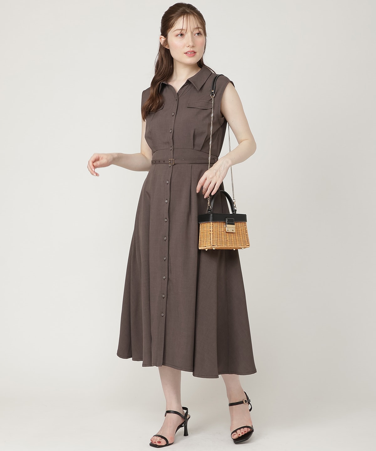 【6/11発売】キーネックノースリシャツワンピース
