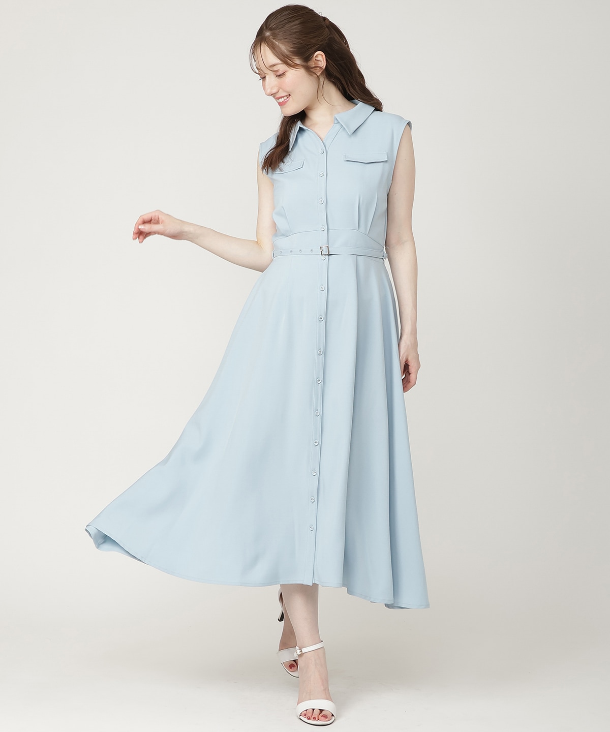 【6/11発売】キーネックノースリシャツワンピース