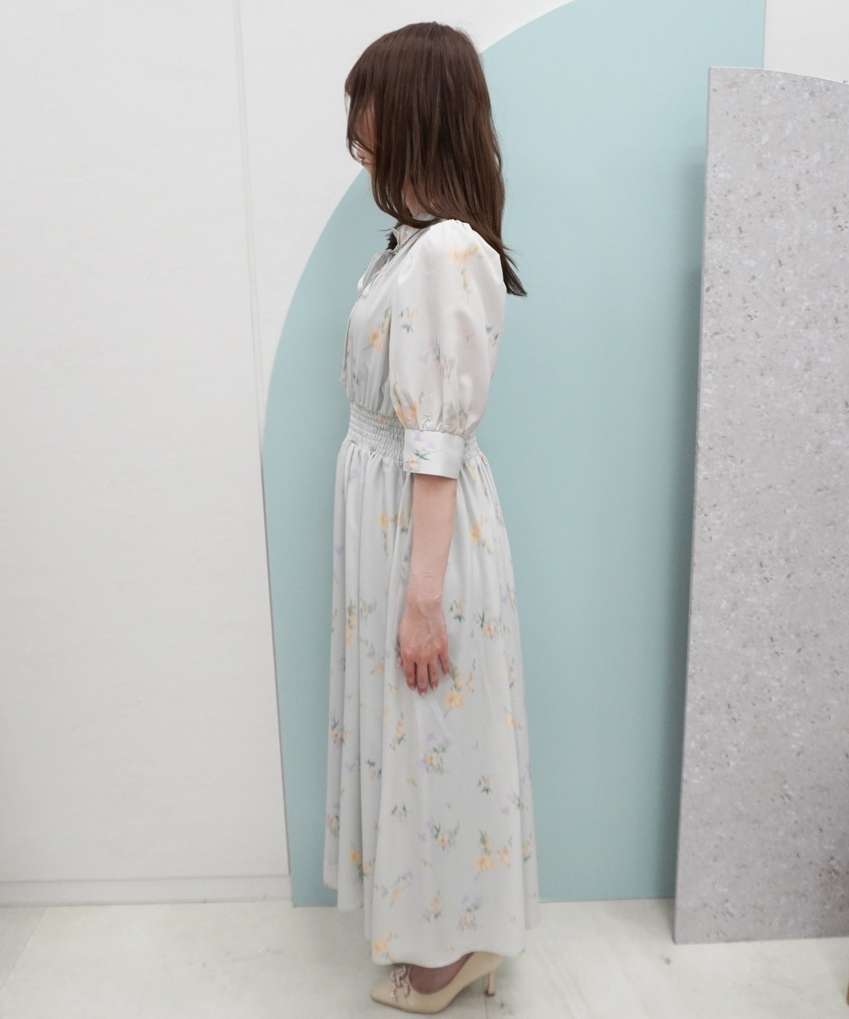 【3/13(Fri)予約開始】ぼかしフラワーリボンプリントワンピース