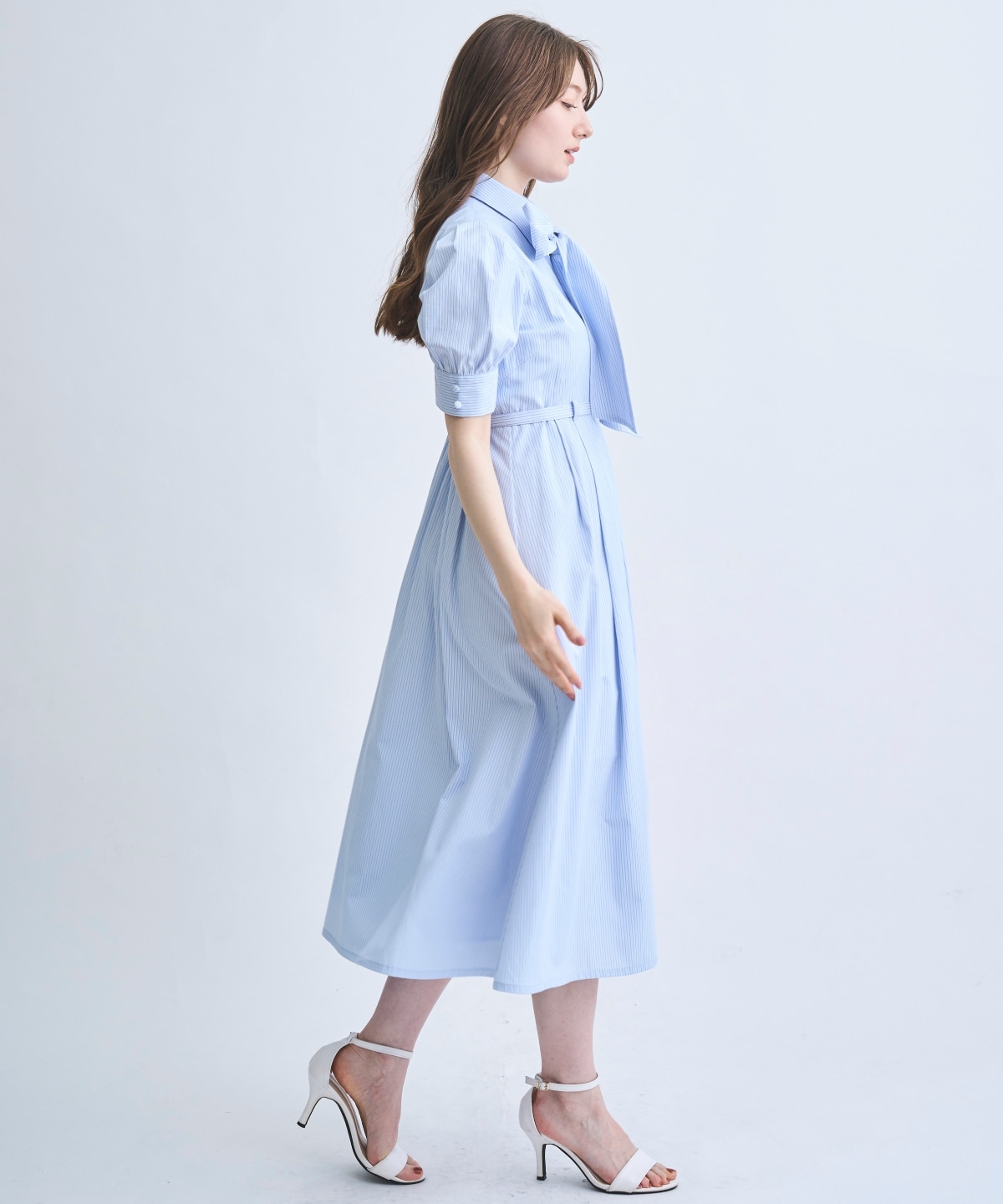 【4/10(Fri)予約開始】リボン付きストライプシャツワンピ―ス