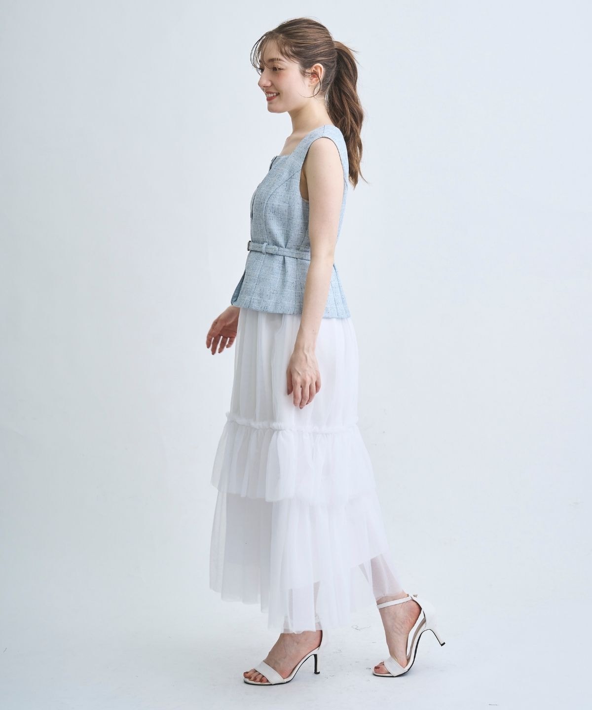 【3/31(Tue)発売】ツィードジレチュールスカートドッキングワンピース