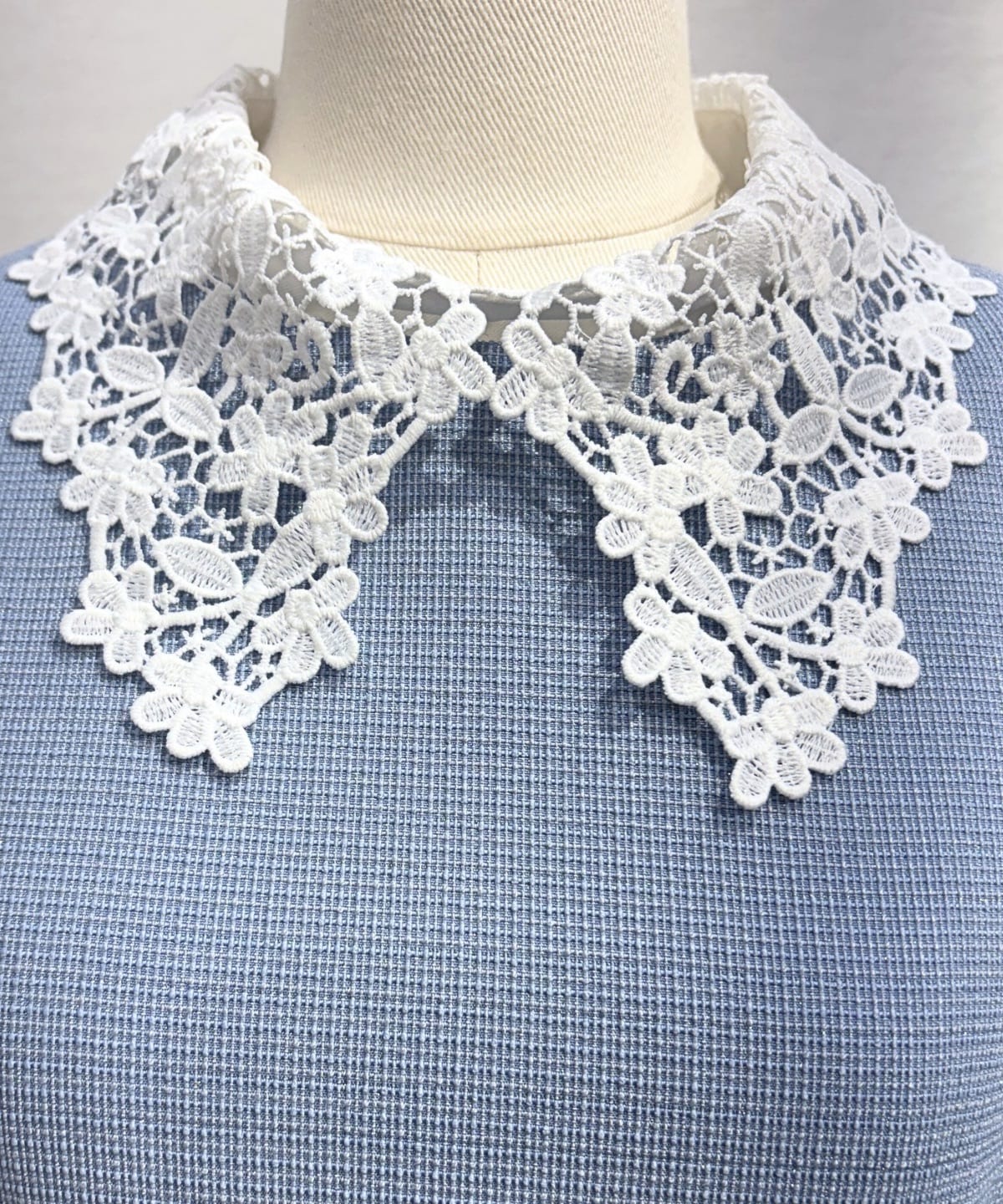 ラメツイードレース襟ワンピース